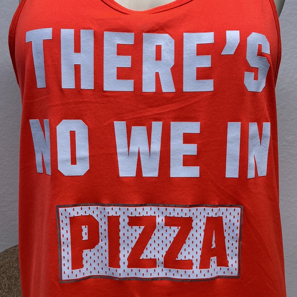Pink | Orange graphic racerback tank, Sz XS “There’s no We in Pizza” - Picture 2 of 8